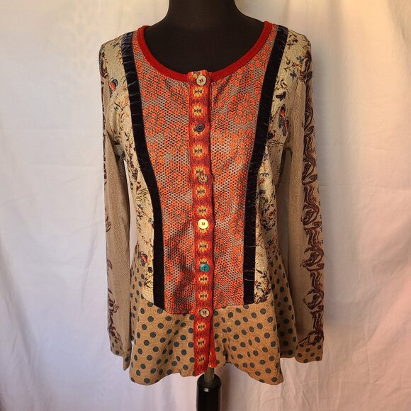 Vintage Lulu H Tatto Sleeve Cardigan | Size Medium/Large - Picture 1 of 8